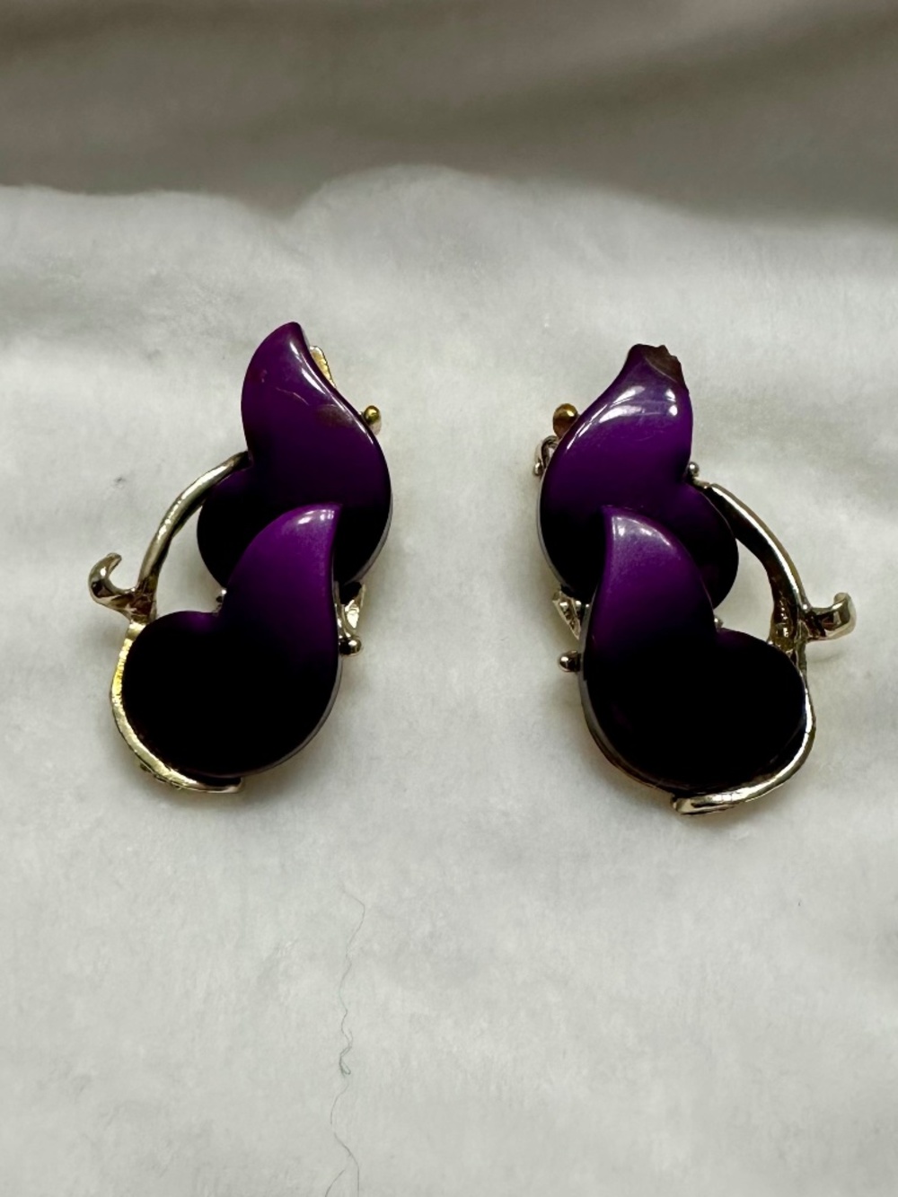 Vintage Purple Clip Earrings.